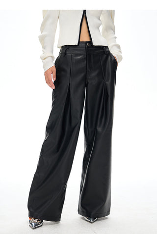 [NAWS] Wide-leg loose leather pants