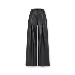 [NAWS] Wide-leg loose leather pants