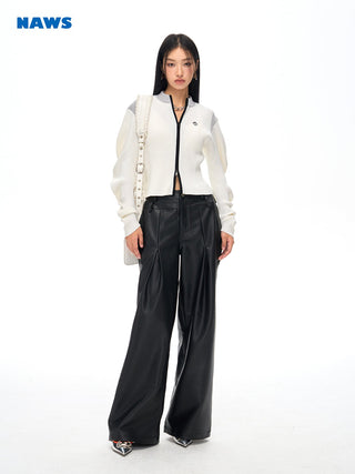 [NAWS] Wide-leg loose leather pants