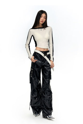 [NAWS] Loose wide-leg leather pants