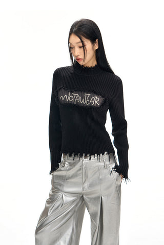 [NAWS] Raw-edge slim sweater