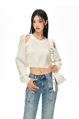 [NAWS] Off-shoulder knitted sweater