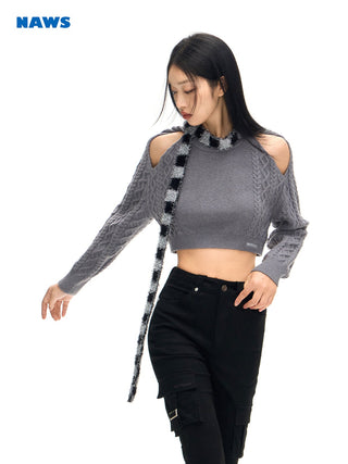 [NAWS] Off-shoulder knitted sweater