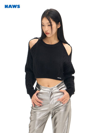 [NAWS] Off-shoulder knitted sweater