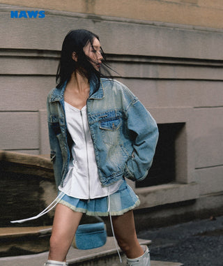 [NAWS] Oversize Washed Denim Jacket