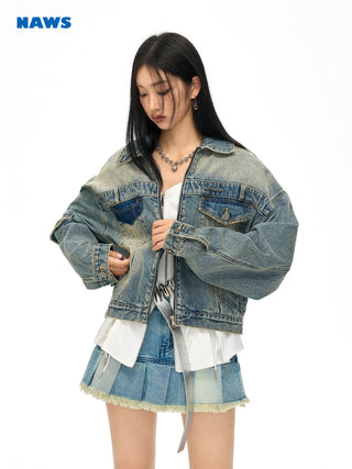 [NAWS] Oversize Washed Denim Jacket