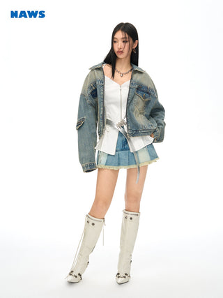 [NAWS] Oversize Washed Denim Jacket