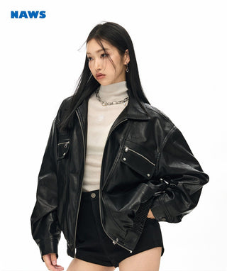 [NAWS] Oversized leather jacket