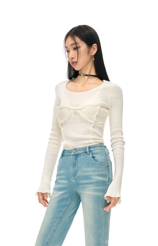 [NAWS] Two-color Slim Fit Knit Top