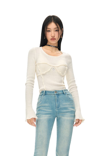 [NAWS] Two-color Slim Fit Knit Top