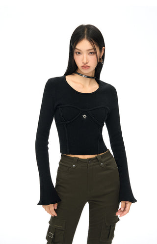 [NAWS] Two-color Slim Fit Knit Top