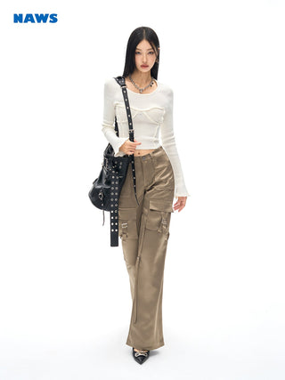 [NAWS] Two-color Slim Fit Knit Top