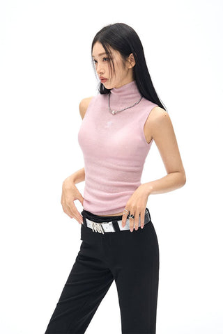 [NAWS] Slim half-high collar vest sweater