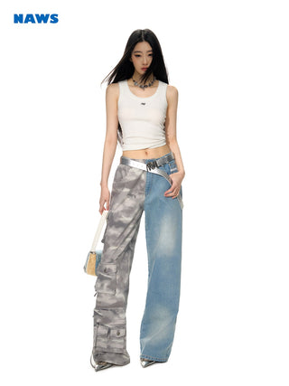 [NAWS] Mix Denim Cargo pants