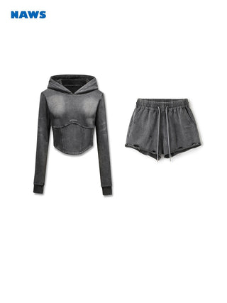 [NAWS] Slim Fit Knitted Sweater & Shorts Set