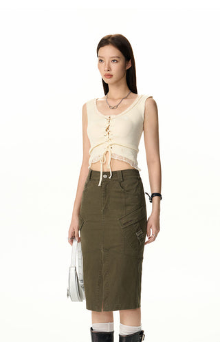 [NAWS] Workwear Cotton  Midi Skirt