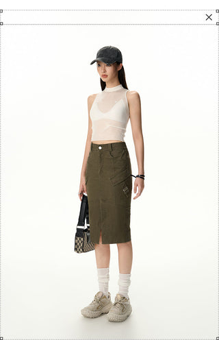 [NAWS] Workwear Cotton  Midi Skirt