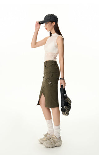 [NAWS] Workwear Cotton  Midi Skirt