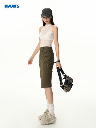 [NAWS] Workwear Cotton  Midi Skirt