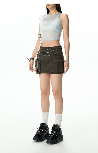 [NAWS] Multi-Pocket Work Denim Skirt