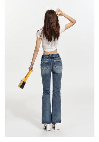 [NAWS] Low-waist elastic denim pants