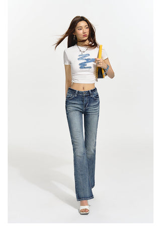 [NAWS] Low-waist elastic denim pants