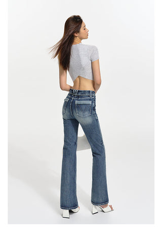 [NAWS] Low-waist elastic denim pants