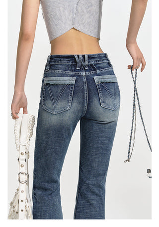 [NAWS] Low-waist elastic denim pants