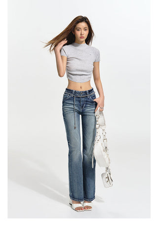 [NAWS] Low-waist elastic denim pants