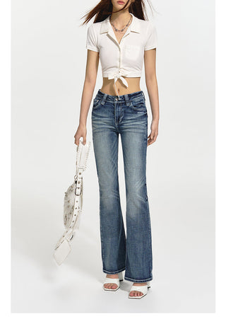 [NAWS] Low-waist elastic denim pants