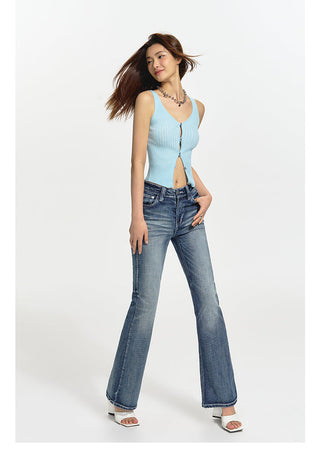 [NAWS] Low-waist elastic denim pants