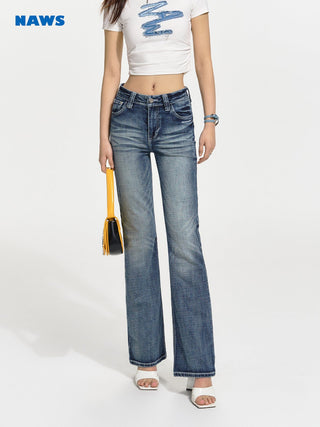 [NAWS] Low-waist elastic denim pants