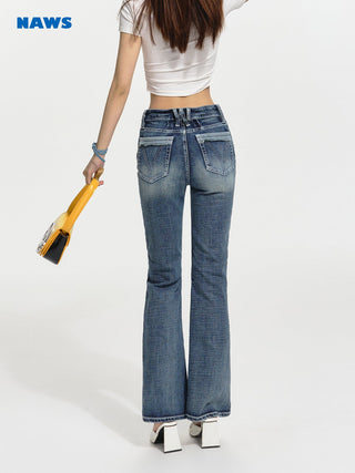 [NAWS] Low-waist elastic denim pants