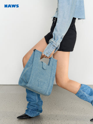 [NAWS] Washed Denim Tote Bag