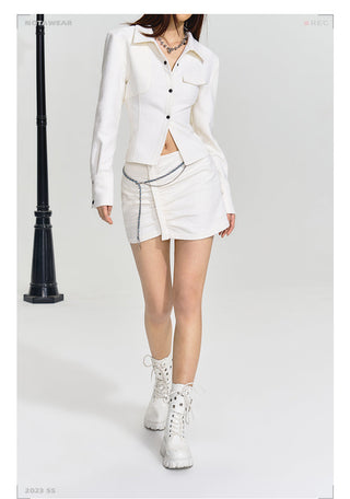 [NAWS] Wool slim jacket + hip skirt suit