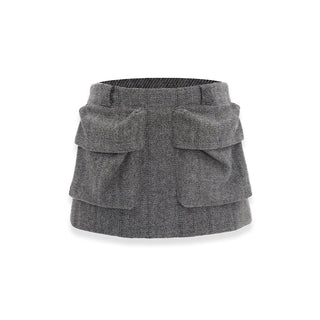 [NAWS] Y2k Herringbone wool skirt