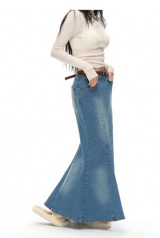 [NAWS] Washed denim fishtail skirt