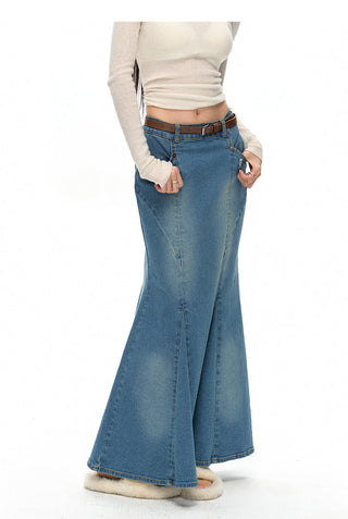 [NAWS] Washed denim fishtail skirt