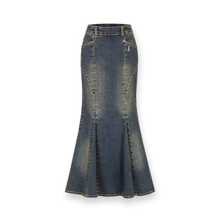 [NAWS] Washed denim fishtail skirt