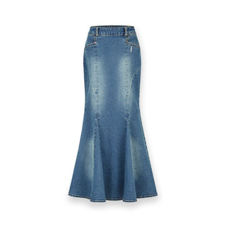 [NAWS] Washed denim fishtail skirt