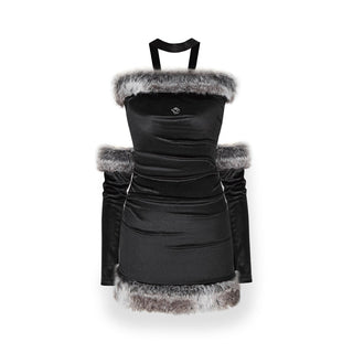 [NAWS] Velvet fox fur tube top dress