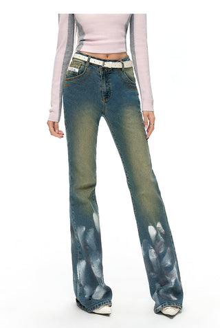 [NAWS] Printed Low-waist Straight Jeans