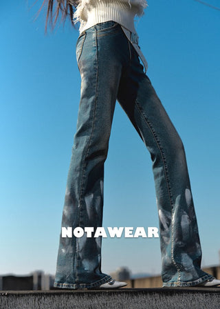 [NAWS] Printed Low-waist Straight Jeans