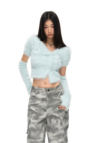 [NAWS] Slim-fit long plush knitted sweater