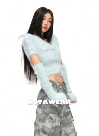 [NAWS] Slim-fit long plush knitted sweater