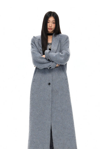 [NAWS] Straight wide-cut silver wool coat