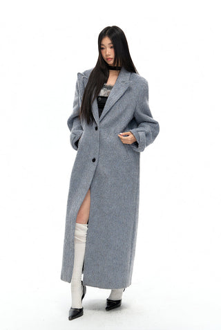 [NAWS] Straight wide-cut silver wool coat