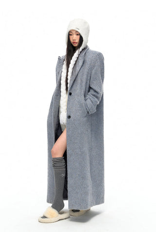 [NAWS] Straight wide-cut silver wool coat