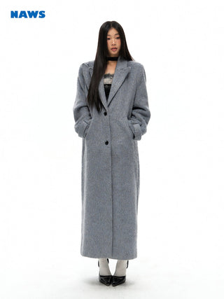 [NAWS] Straight wide-cut silver wool coat