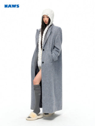 [NAWS] Straight wide-cut silver wool coat